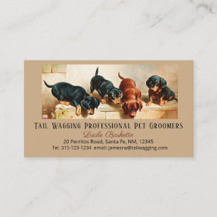 Carte De Visite Dessins de chiots teckel curieux pour toiletteur p