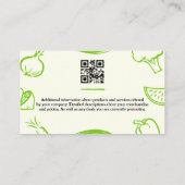 Carte De Visite Dessins végétaux | Culinaire (Dos)