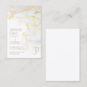 Carte De Visite Dessus élégant de modèle d'or de monogramme (Devant / Derrière)