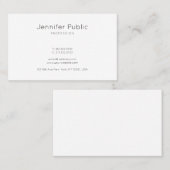 Carte De Visite Dessus simple blanc moderne de conception élégante (Devant / Derrière)