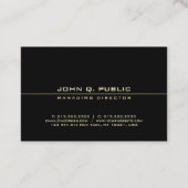 Carte De Visite Dessus simple professionnel d'or noir moderne (Dos)