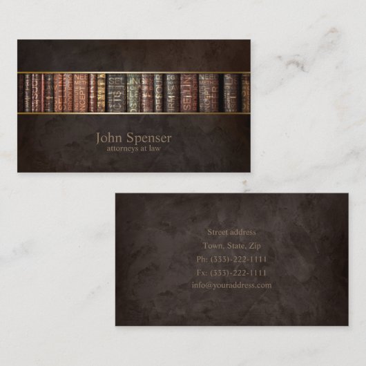 Carte de visite d'étagère d'avocats (Devant / Derrière)