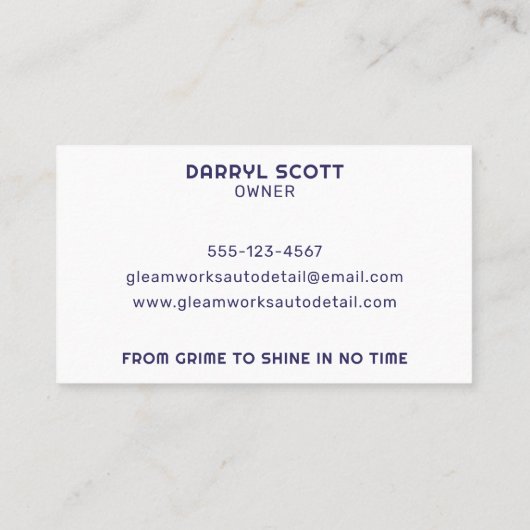 Carte De Visite Détail auto Lavage de voiture Valutation Cool rétr (Dos)