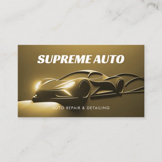 Carte De Visite Détail auto, Réparation, Magasin de voiture 3D Or (Devant)