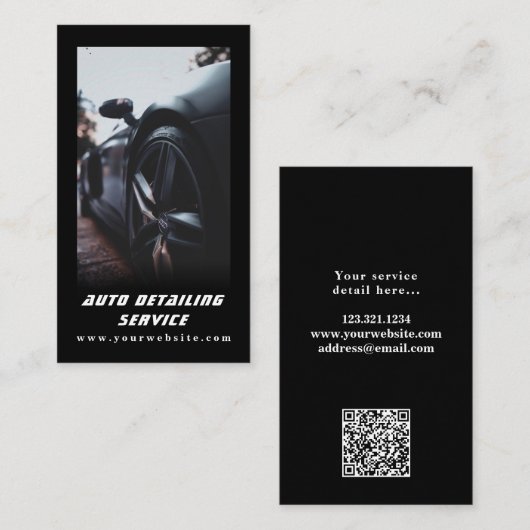 Carte De Visite Détail automatique Code QR de voiture automobile p (Devant / Derrière)