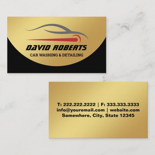 Carte De Visite Détail automatique Lave-auto Automotive Black & Go (Devant / Derrière)