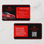 Carte De Visite Détail de l'automobile moderne | Noir rouge (Devant / Derrière)