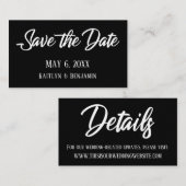 Carte De Visite Détail du Mariage noir Enregistrer les information (Devant / Derrière)