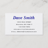 Carte De Visite Détaillant automatique professionnel (Dos)