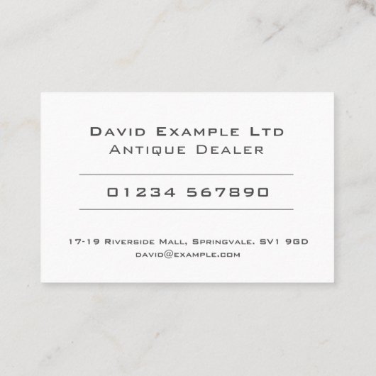 Carte De Visite Détaillant d'antiquités gras et effacer (Dos)