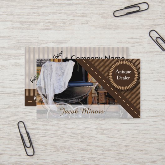 Carte De Visite Détaillant d'antiquités / Magasin (Devant/Arrière en situation)