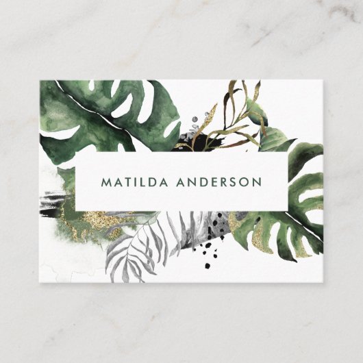 Carte De Visite Détails botaniques de feuillage et d'or (Devant)