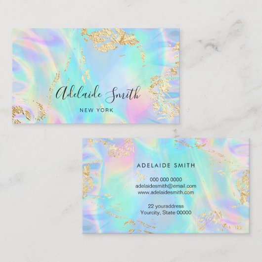 Carte De Visite détails de la parties scintillant simulée holograp (Devant / Derrière)