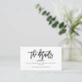 Carte De Visite Détails de mariage Chic+Modern Brush Script (Debout devant)