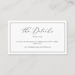 Carte De Visite Détails de mariage de calligraphie Luxe élégante