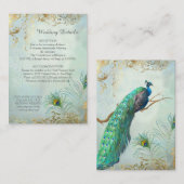 Carte De Visite Détails mariage Peacock Feathers Elégant Petit (Devant / Derrière)