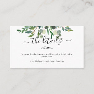 Carte De Visite Détails sur le Mariage de congé de l'eucalyptus ru