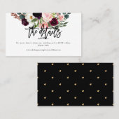 Carte De Visite Détails sur le Mariage des fleurs d'aquarelle de B (Devant / Derrière)