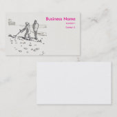 Carte De Visite Détecteur de métal au dessin sur la plage (Devant / Derrière)