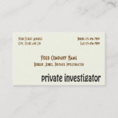 Carte de visite détective de l'enquêteur privé (Devant)