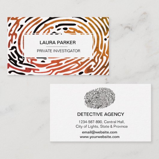 Carte De Visite Détective Enquêteur Privé Doigt Imprimer (Devant / Derrière)