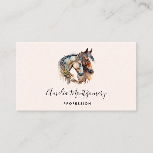 Carte De Visite Deux beaux chevaux Boho occidental (Devant)