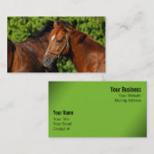 Carte De Visite Deux beaux chevaux de châtaignes au soleil (Devant / Derrière)