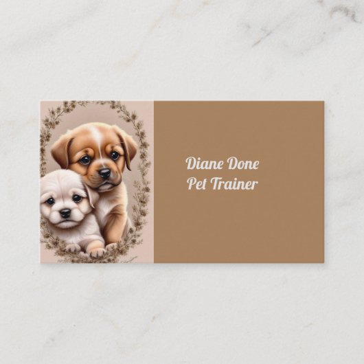Carte de visite Deux Chiots Adorables (Devant)
