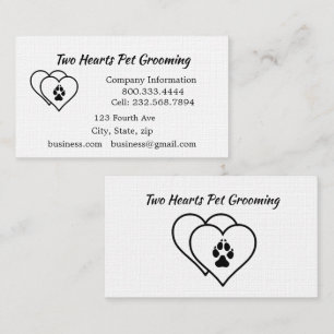 Carte De Visite Deux Coeurs Aimer Animaux Animaux Animaux Animaux