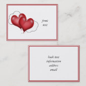 Carte De Visite Deux Coeurs Balloons Avec Nuage (Devant / Derrière)