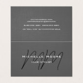 Carte De Visite Deux côtés Monogramme noir gris calligraphie lin (Extérieur déplié)