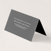 Carte De Visite Deux côtés Monogramme noir gris calligraphie lin (Dos)