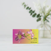 Carte De Visite deux fleurs de lys violettes (Debout devant)