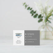 Carte De Visite Deux Gris Tone Blanc Votre Logo Icônes Un Côté (Debout devant)