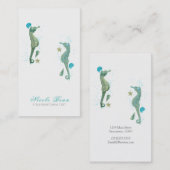 Carte De Visite Deux hippocampes aquarelle plage élégant chic (Devant / Derrière)