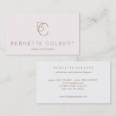 Carte De Visite Deux Monogramme initial rose pâle beauté (Devant / Derrière)