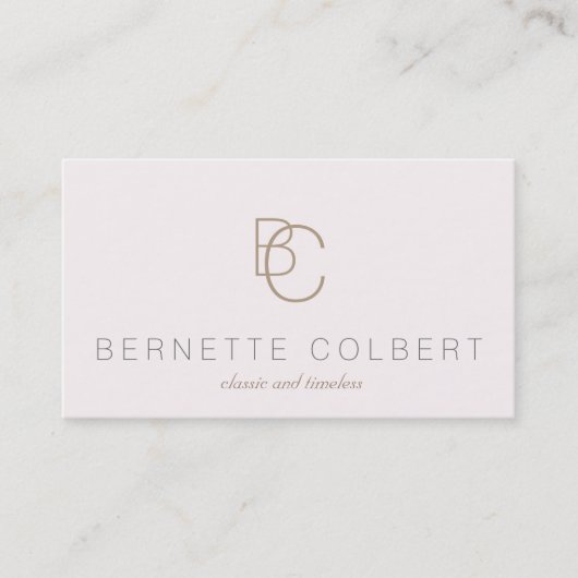 Carte De Visite Deux Monogramme initial rose pâle beauté (Devant)