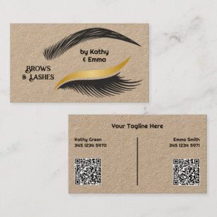 Carte De Visite Deux noms Brosses Lashes QR Kraft