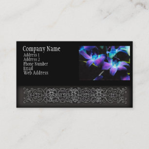 Carte De Visite Deux orchidées pourpres sur le noir