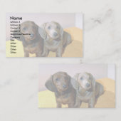 Carte De Visite Deux petits Dachshund (Devant / Derrière)