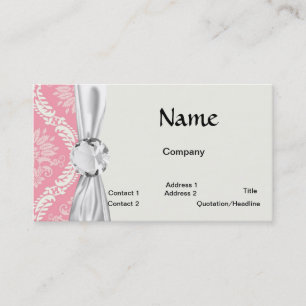 Carte De Visite deux rose et crème élégant damassé