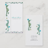 Carte De Visite Deux Seahorses Aquarelle Plage Élégant Chic (Devant / Derrière)