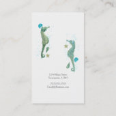 Carte De Visite Deux Seahorses Aquarelle Plage Élégant Chic (Dos)