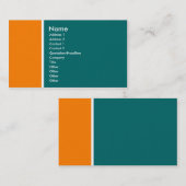 Carte De Visite Deux tons (orange et vert Turquoise) (Devant / Derrière)