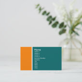 Carte De Visite Deux tons (orange et vert Turquoise) (Debout devant)