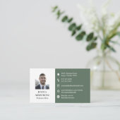 Carte De Visite Deux tons vert de votre profil Photo et logo (Debout devant)