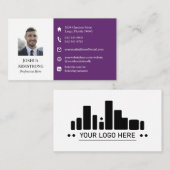Carte De Visite Deux tons violet votre profil Photo et logo (Devant / Derrière)