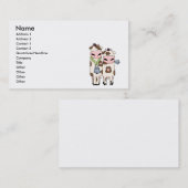 Carte De Visite deux vaches moo mignonnes (Devant / Derrière)