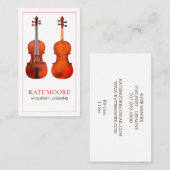 Carte De Visite Deux Violons Rouges Violoniste Et Enseignant (Devant / Derrière)