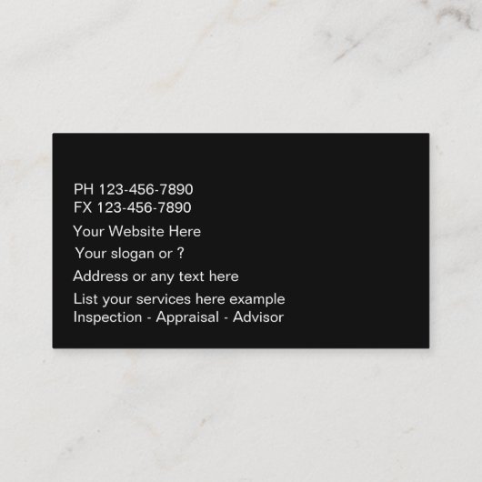 Carte de visite d'évaluateur immobilier (Dos)